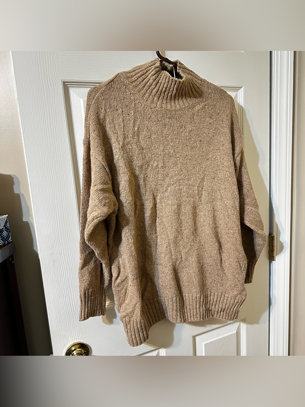 Zara’s Cozy Mock Neck Sweater in Light Brown
